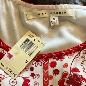 Max studio, red and cream floral summer dress. New, size medium